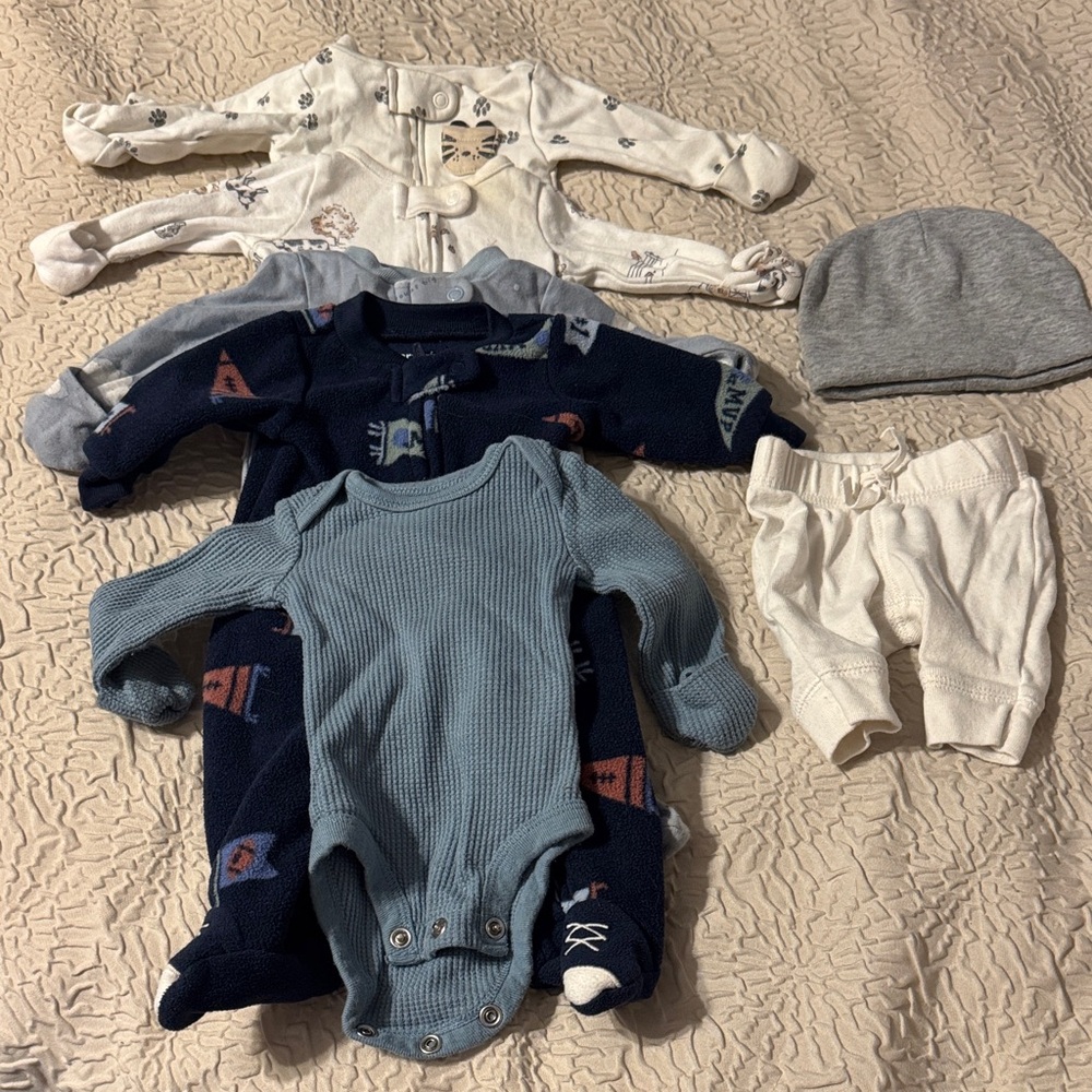 Carter's Blue and White Footed One Piece Set